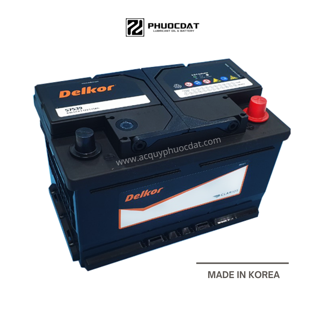 Ắc quy DELKOR 12V 75AH DIN 57539 Cọc chìm