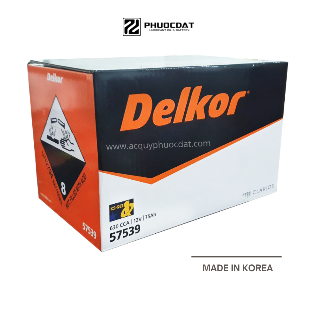 Ắc quy DELKOR 12V 75AH DIN 57539 Cọc chìm