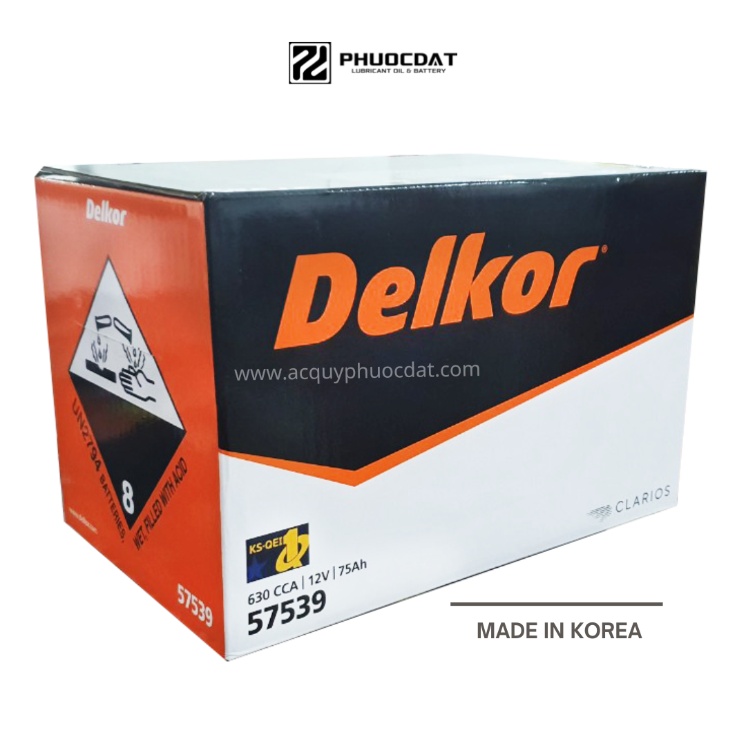 Ắc quy DELKOR 12V 75AH DIN 57539 Cọc chìm