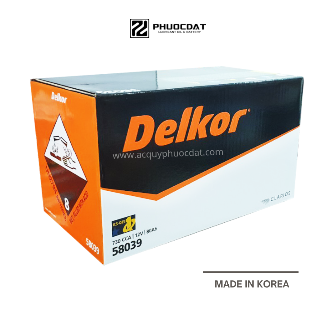 Ắc quy DELKOR 12V 80AH DIN 58039 Cọc chìm