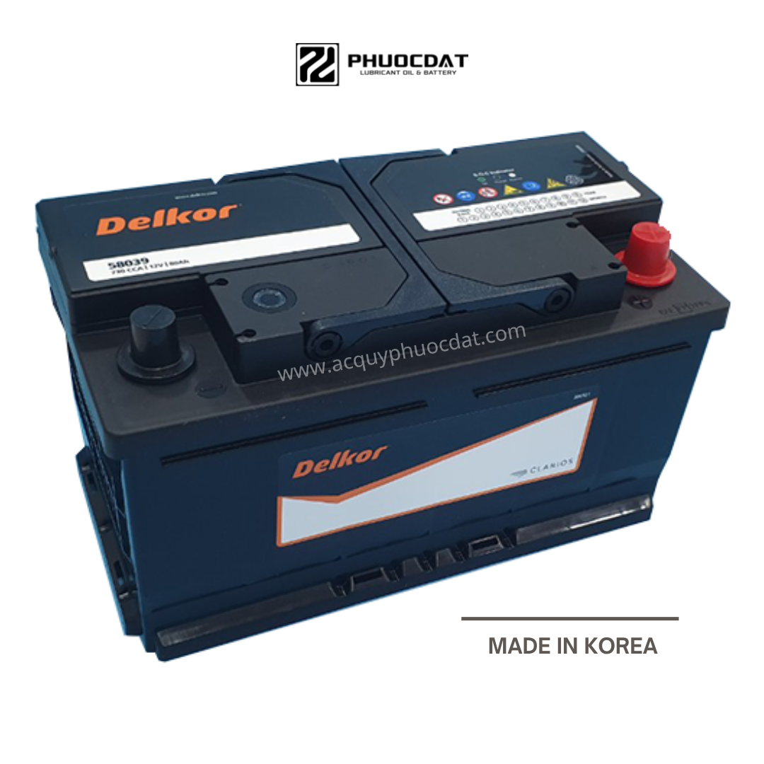 Ắc quy DELKOR 12V 80AH DIN 58039 Cọc chìm
