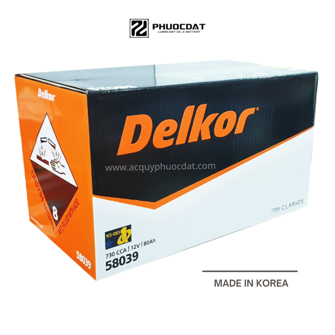Ắc quy DELKOR 12V 80AH DIN 58039 Cọc chìm