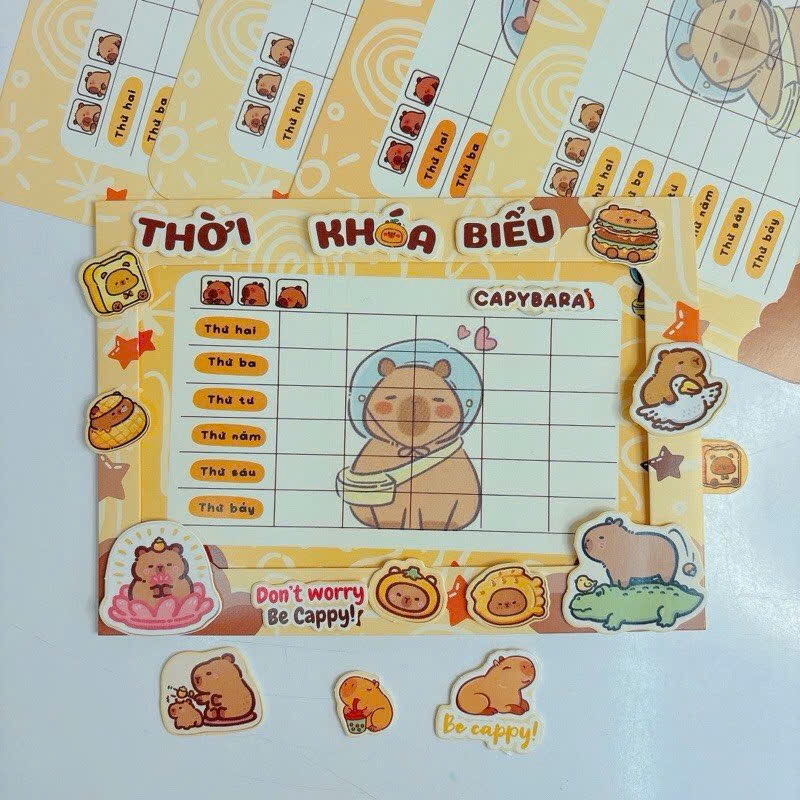 Set 4 Thời Khóa Biểu Capybara - Loopy In Nổi