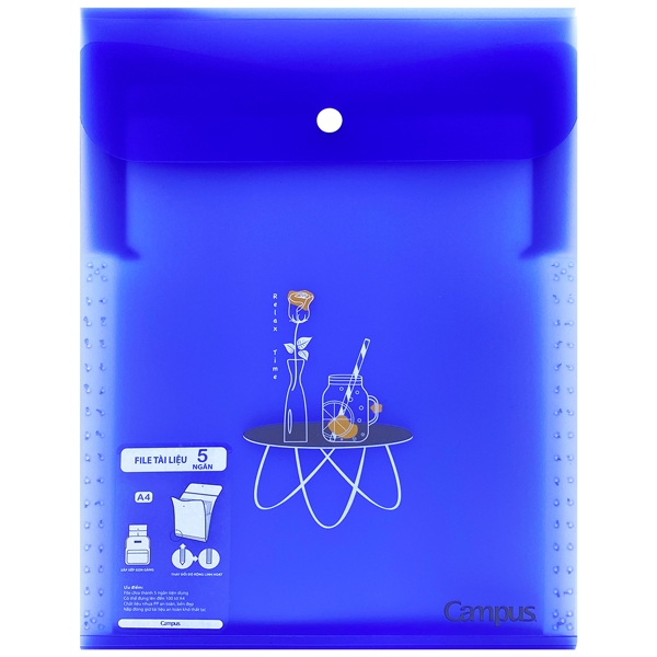 Túi Đựng File Tài Liệu 5 Ngăn - Dọc Xanh