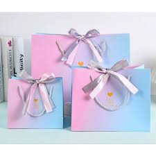 Túi Giấy Kèm Dây Ruy Băng Pastel- Size Trung