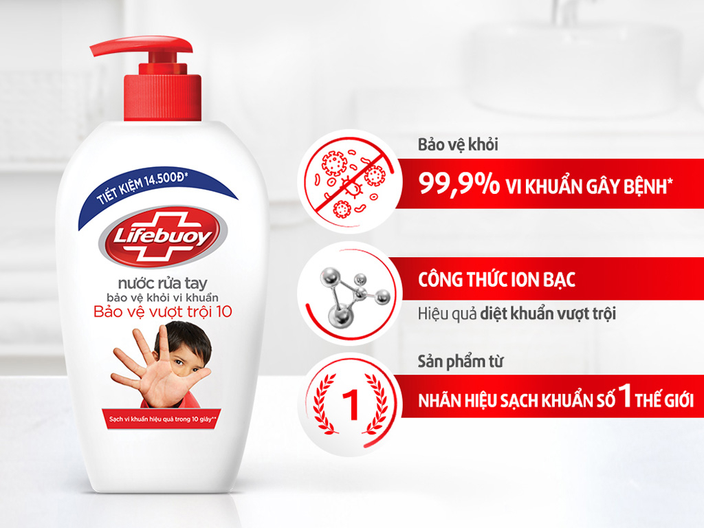 Nước rửa tay Lifebuoy bảo vệ vượt trội - chai 500g