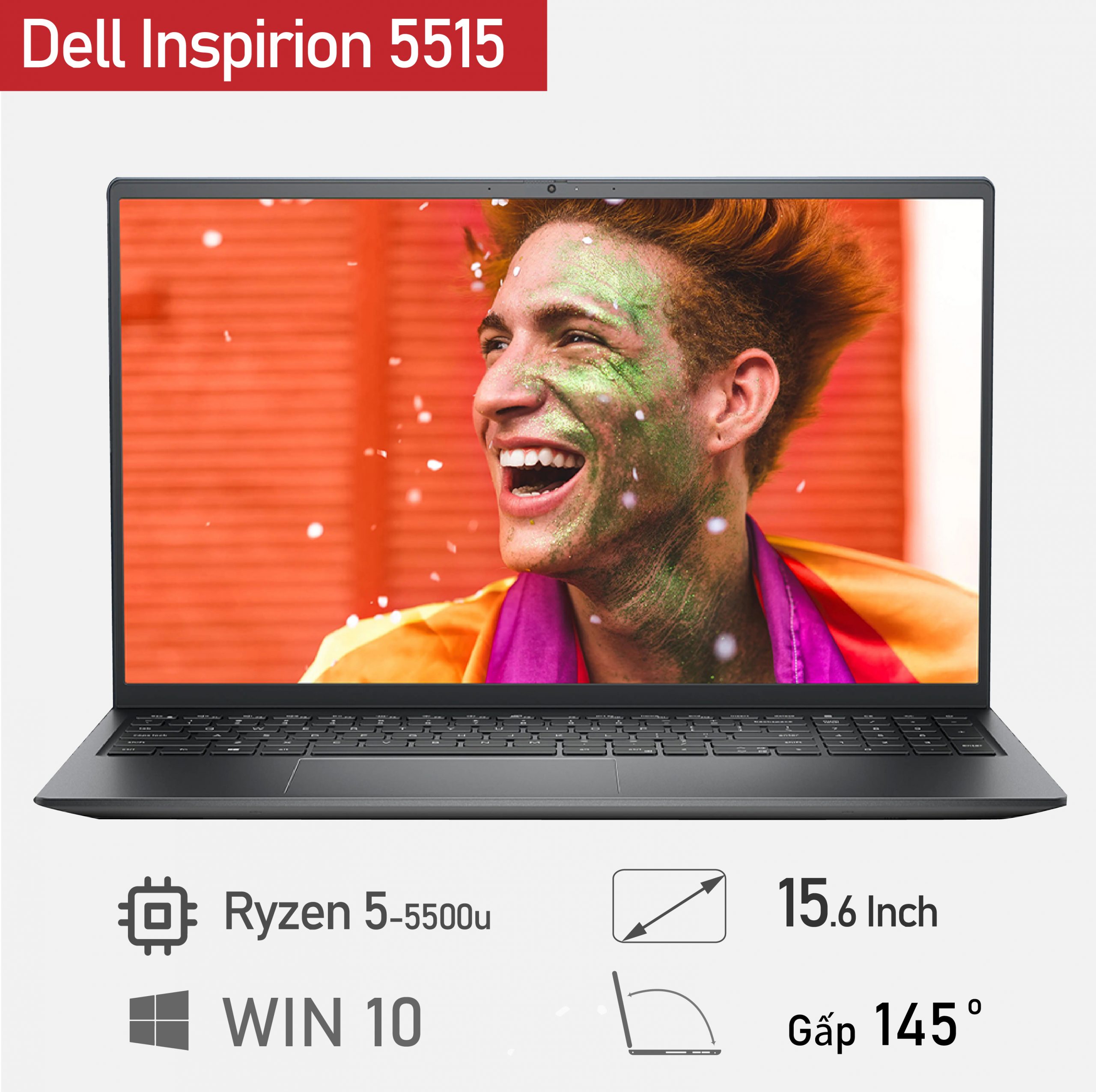 Dell Inspirion 5515 Ryzen R5-5500U, RAM 8G, SSD 256G NVMe, VGA AMD Vega 7, màn 15.6 inh Full HD IPS