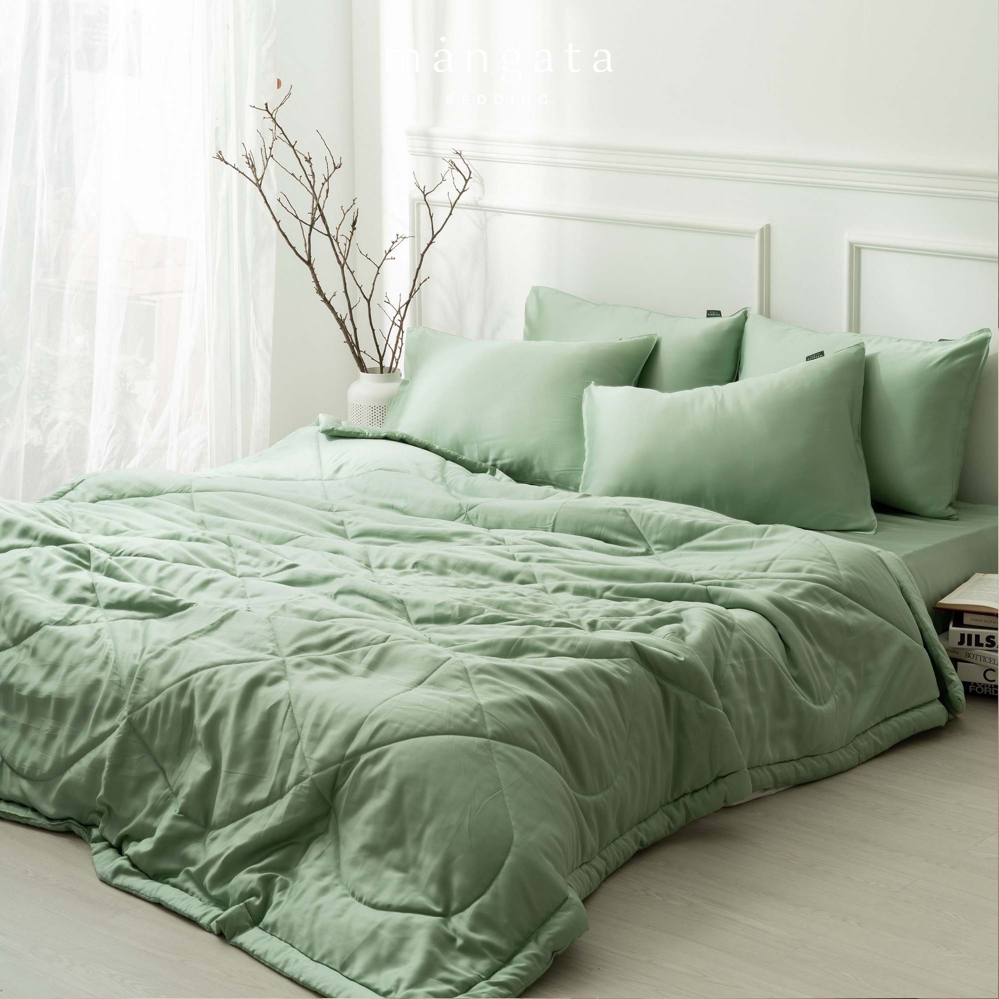 Bộ Chăn Ga Tencel Pastel Green