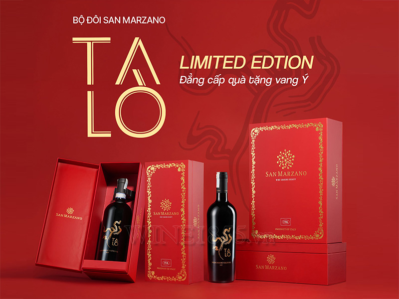 Bộ sưu tập hộp quà 1 và 2 chai rượu vang đỏ Talò Negroamaro Salento Limited Edition và Talò Primitivo Limited Edition