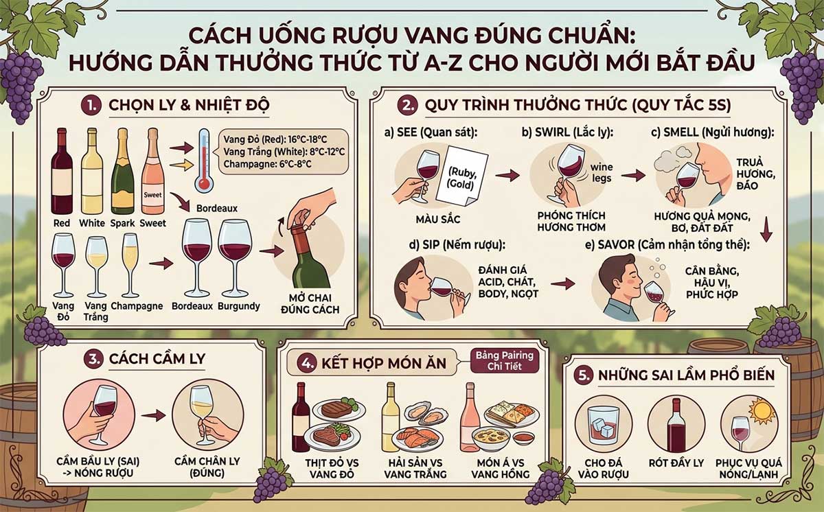 Cách uống rượu vang đúng chuẩn
