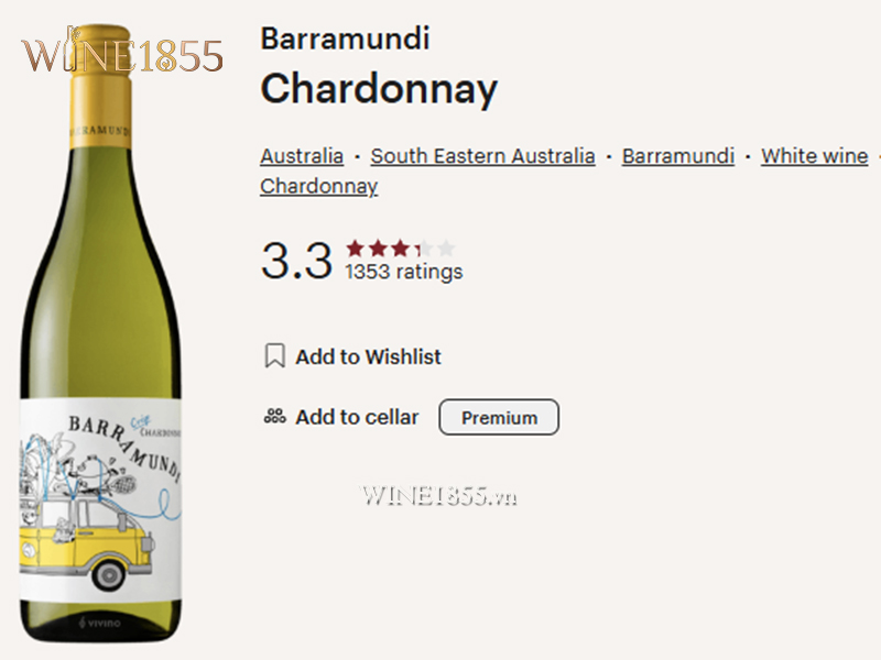 Đánh giá & xếp hạng Vivino của rượu Barramundi Chardonnay