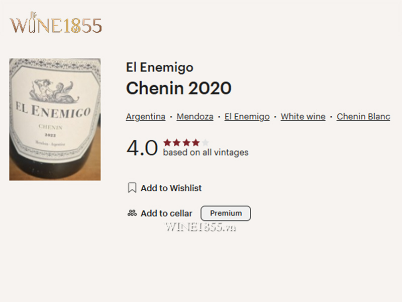 Đánh giá rượu vang El Enemigo Chenin trên Vivino