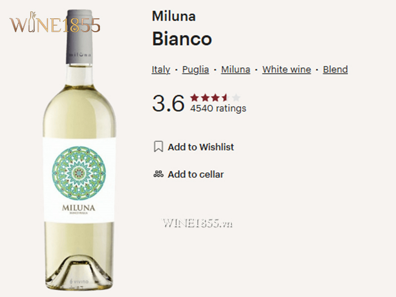 Đánh Giá Rượu Vang Miluna Bianco Trên Vivino