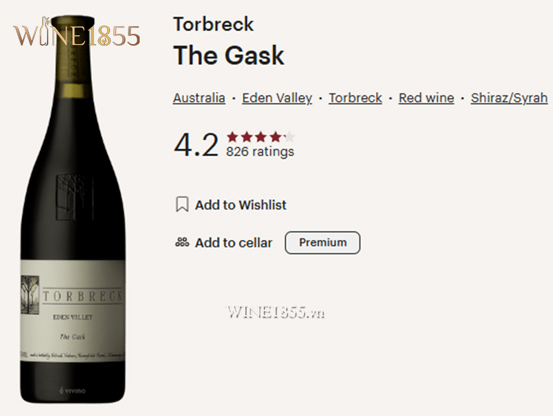 Ảnh điểm đánh giá Vivino của Torbreck The Gask