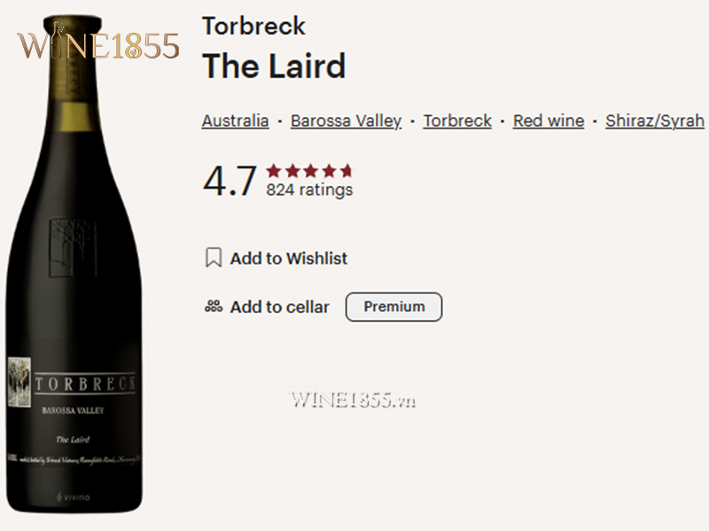 Đánh giá rượu vang Torbreck The Laird trên ứng dụng Vivino