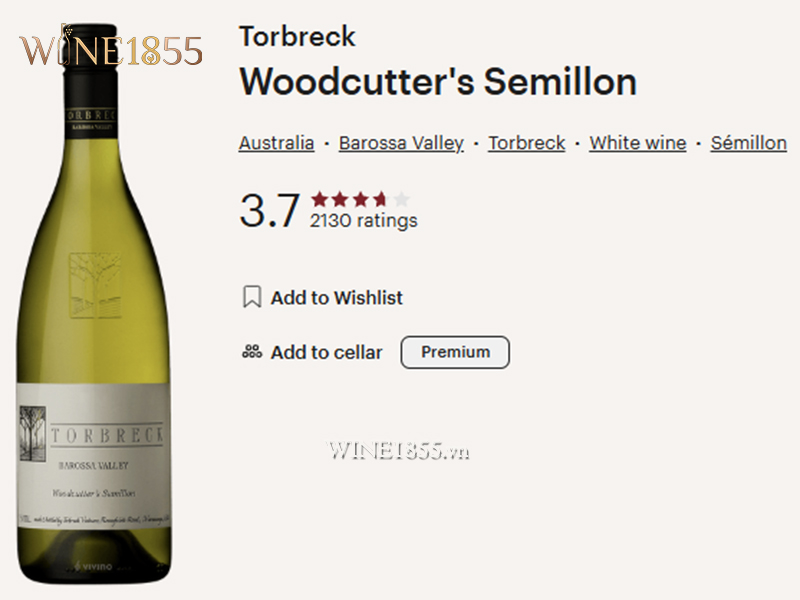 Đánh giá chất lượng và điểm số rượu vang Torbreck Woodcutter's Semillon