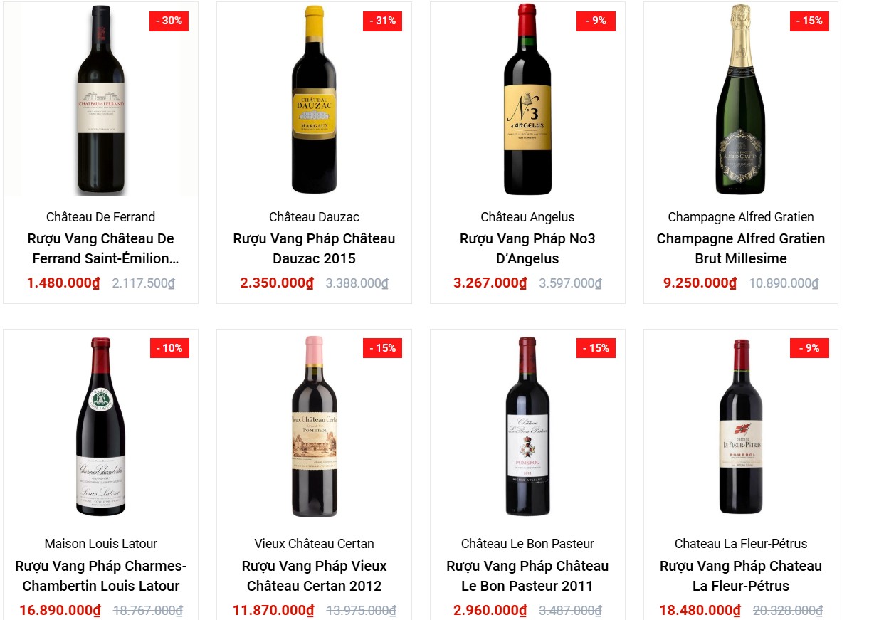 Giá rượu vang Pháp