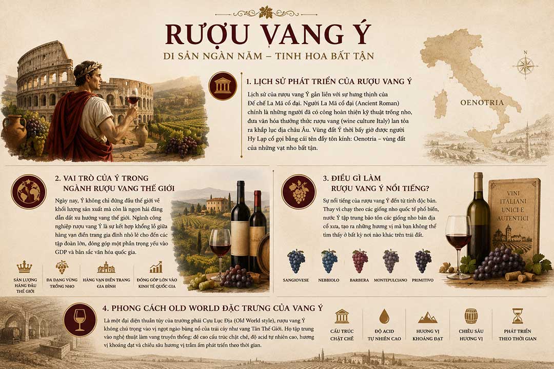 Lịch sử phát triển rượu vang Ý