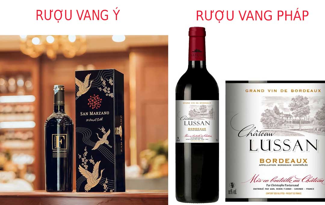 So sánh rượu vang Pháp với Rượu vang Ý