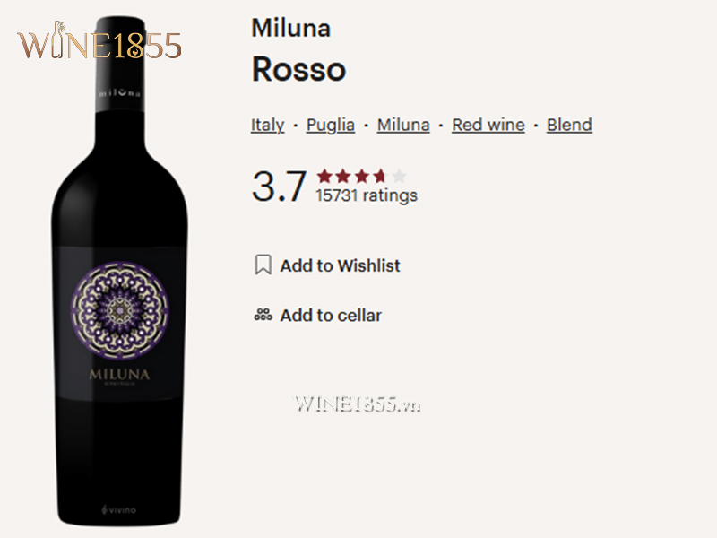 Thông Tin Đánh Giá Rượu Vang Miluna Rosso Trực Tuyến
