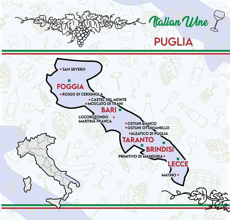 Vị trí địa lý vùng Puglia
