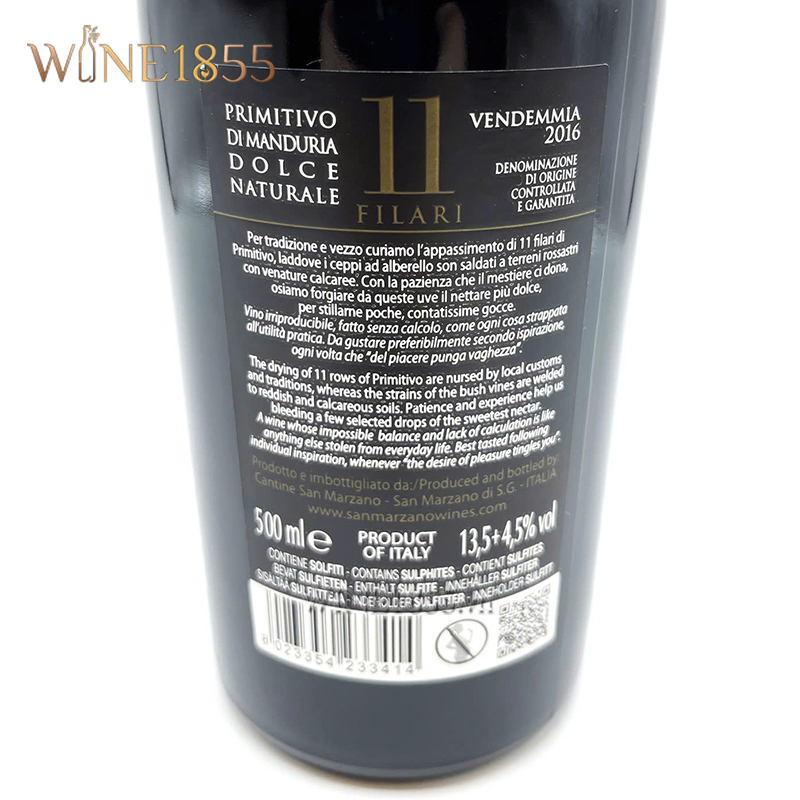 Rượu Vang Ngọt 11 Filari Primitivo di Manduria DOCG