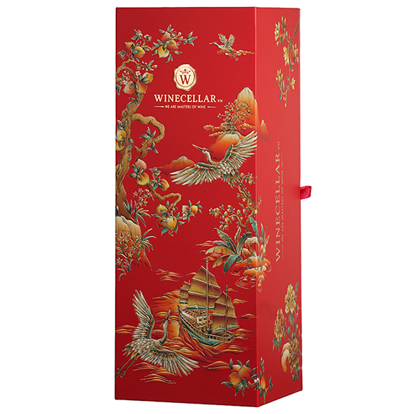 Hộp Quà Đựng Rượu Vang 1 Chai Thuận buồm xuôi gió - Màu Đỏ