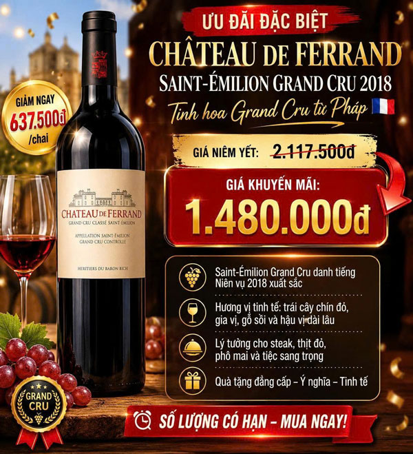 Rượu Vang Château de Ferrand Saint-Émilion Grand Cru 2018