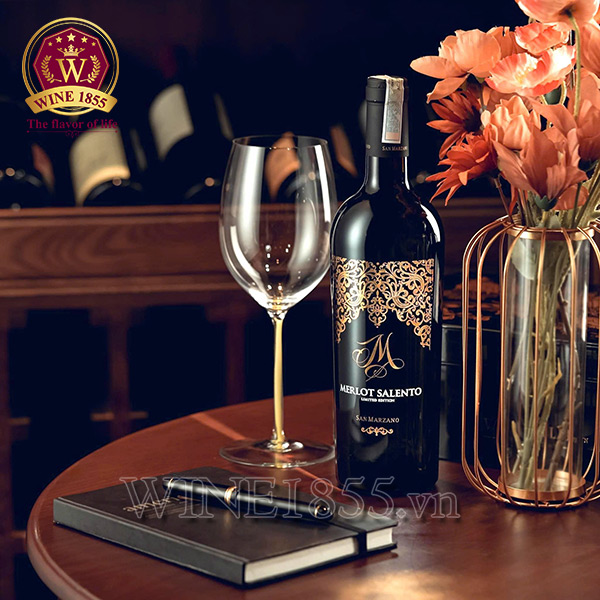 Mua Rượu Vang Nhập Khẩu Chính Hãng Ở Đâu Tại Hà Nội Uy Tín? 4 Rượu Vang Ý M Merlot Salento Limited Edition - M Gold