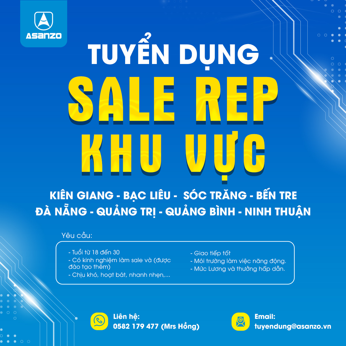 TUYỂN DỤNG SALE REP NGÀNH HÀNG ĐIỆN TỬ, ĐIỆN LẠNH, ĐIỆN GIA DỤNG