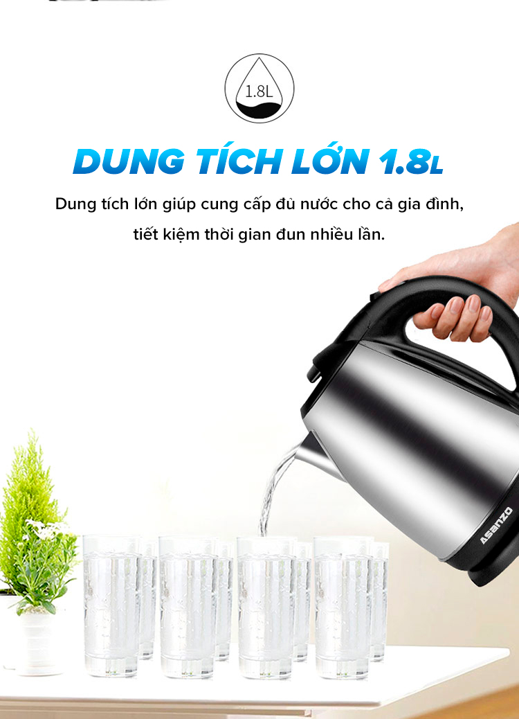 BÌNH ẤM ĐUN NƯỚC SIÊU TỐC ASANZO SK-1800