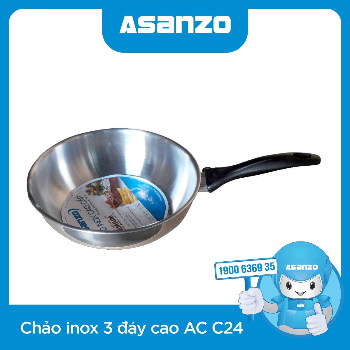 CHẢO INOX 3 ĐÁY CAO AC-C24