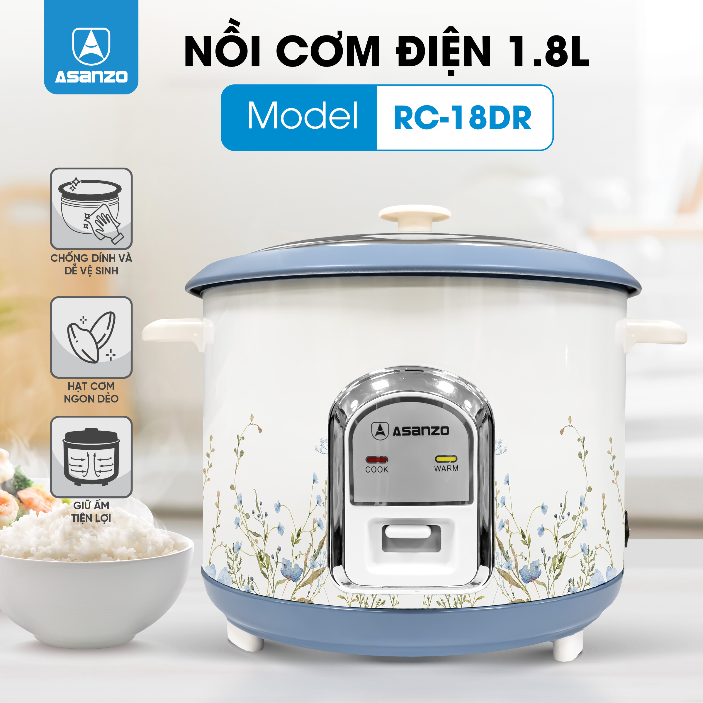 NỒI CƠM ĐIỆN NẮP RỜI RC-18DR