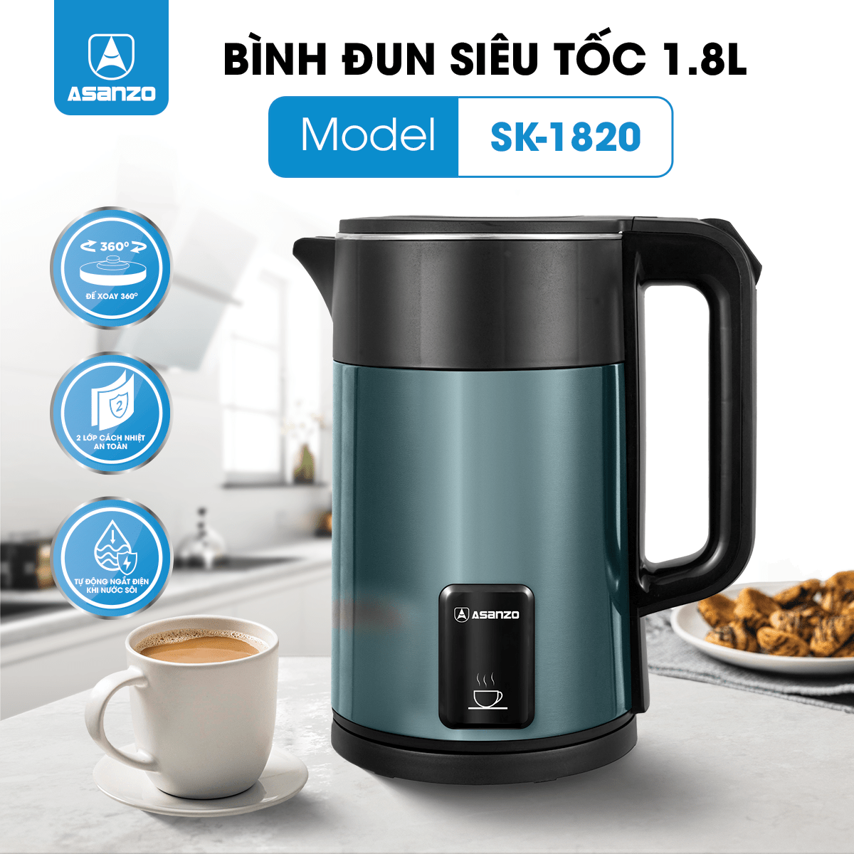 ẤM ĐUN SIÊU TỐC 2 LỚP 1.8L  SK-1820