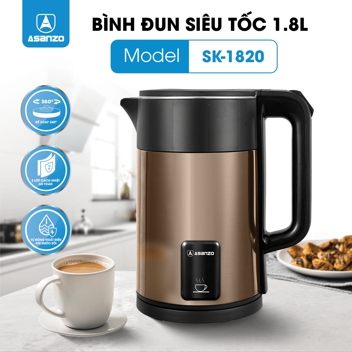 ẤM ĐUN SIÊU TỐC 2 LỚP 1.8L  SK-1820