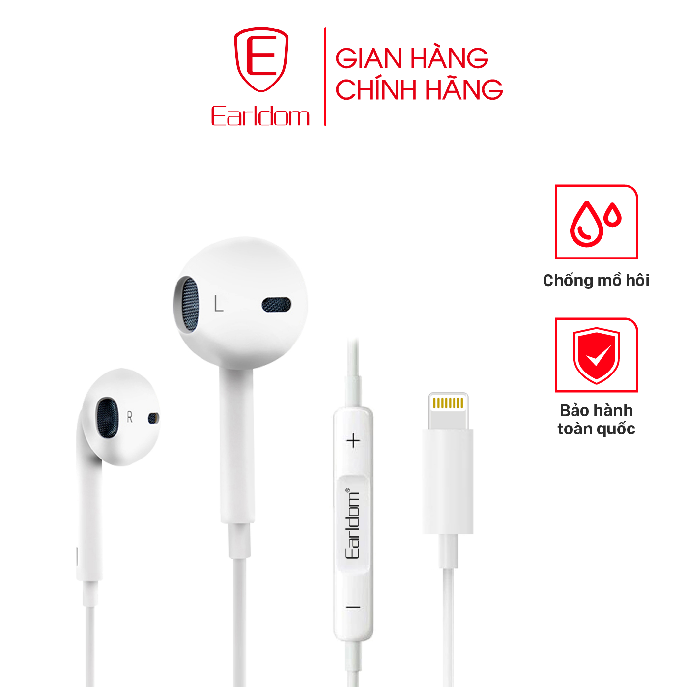 Tai Nghe Bluetooth Chân Lightning Earldom E21 Đàm Thoại Cực Tốt, Lọc Tạp Âm  Hiệu Quả