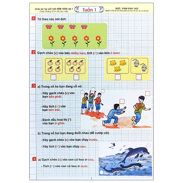 Phiếu Bài Tập Cuối Tuần Môn Toán - Lớp 1 (Theo Chương Trình Tiểu Học Mới) (QGHN) H-A