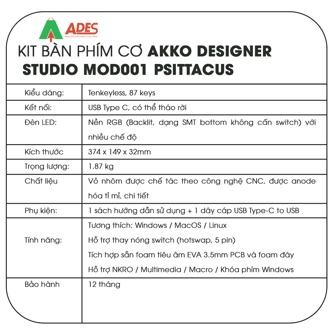 kit ban phim AKKO MOD001 (PSITTACUS)