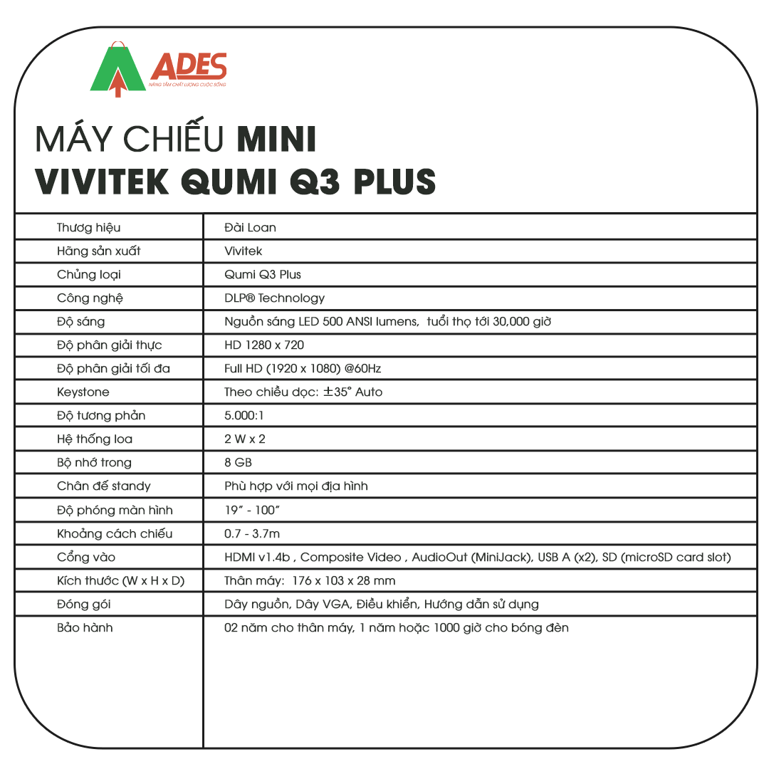 May chieu Vivitek Qumi Q3 Plus