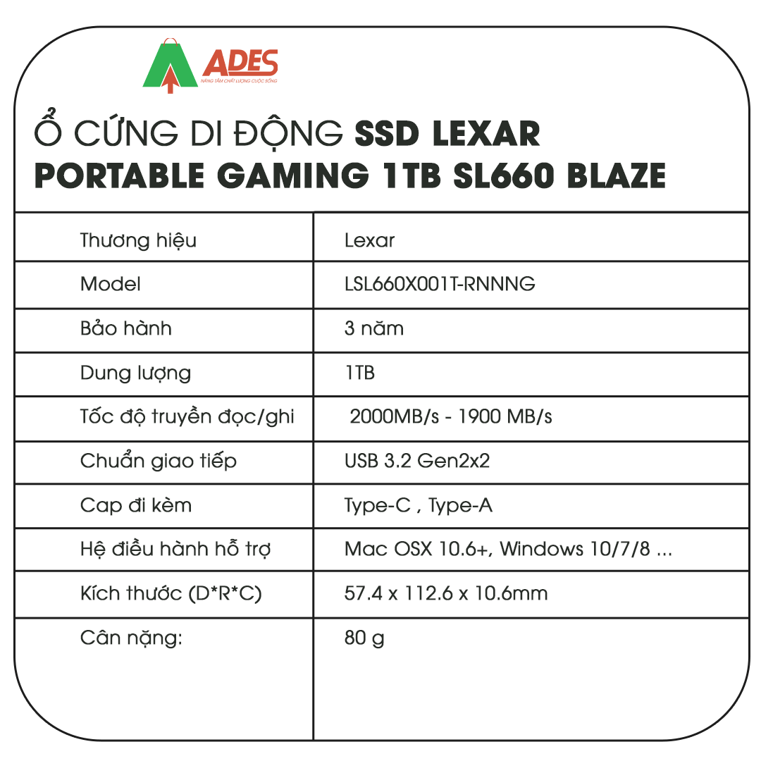 SSD Lexar Portable Gaming 1TB SL660 BLAZE