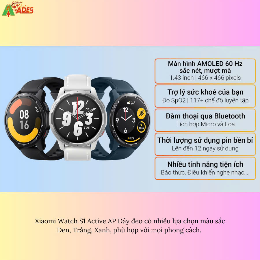 Xiaomi Watch S1 Active AP BHR5670AP an hinh moled sac net
