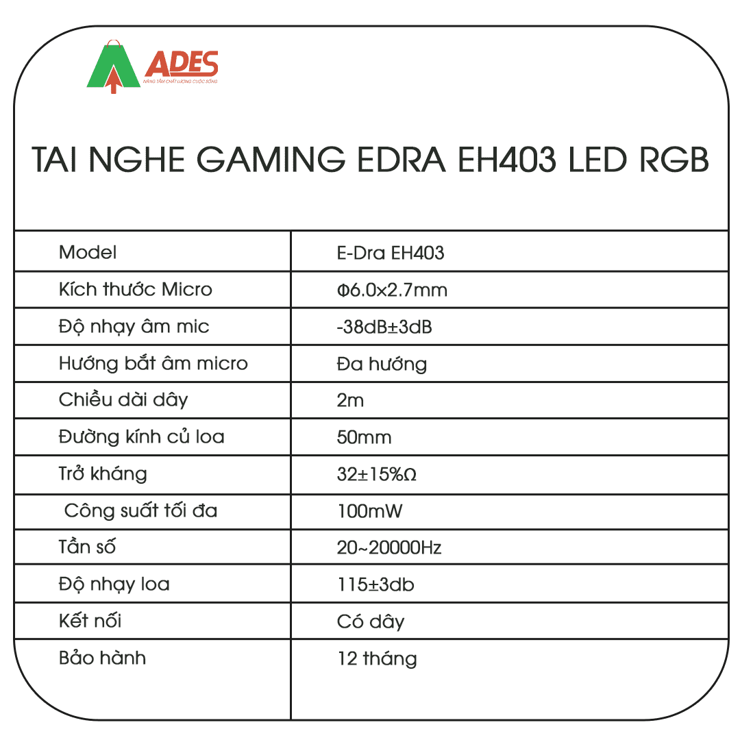 Tai nghe Gaming Edra EH403 LED RGB
