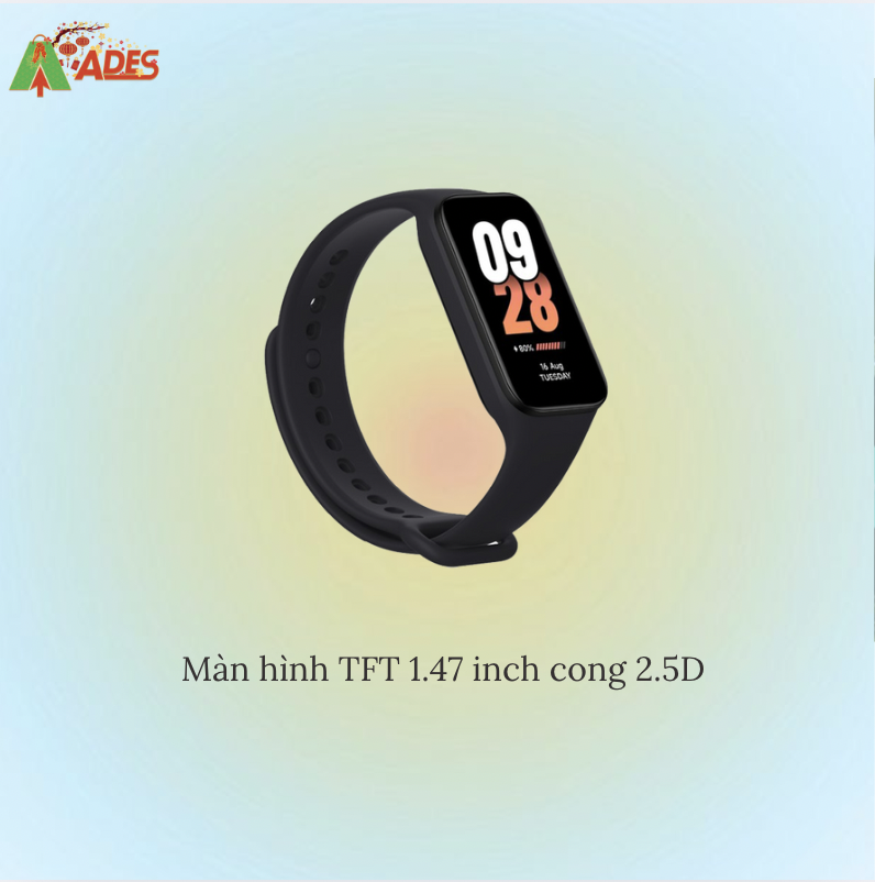 Xiaomi Smart Band 8 Active BHR7422GL Man hinh TFT 1.47 inch cong 2.5D 