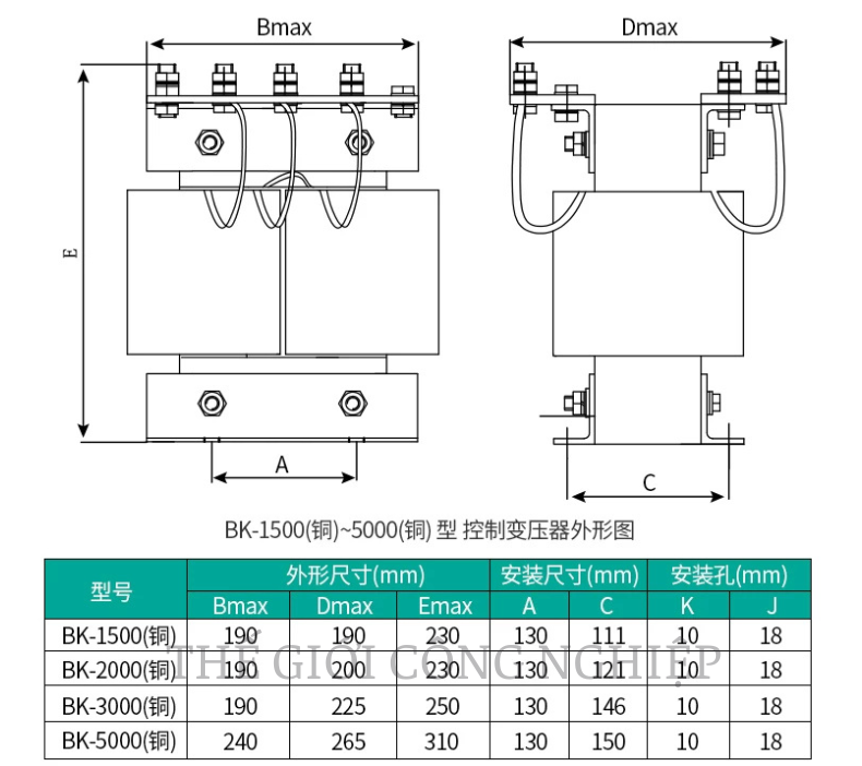 Biến Áp Điều Khiển Cách Ly 1 Pha Tianzheng BK 380V220V Ra 220V 36V 24V Dây Đồng