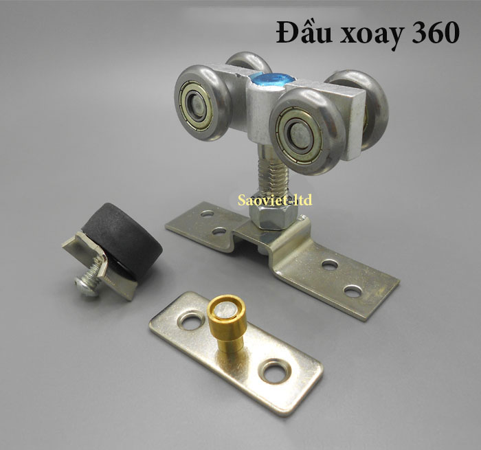 CON TRƯỢT BI TREO CỬA LÙA ĐẦU XOAY 360 ĐỘ Con Trượt Bi Treo Cửa Lùa Đầu Xoay 360 Độ