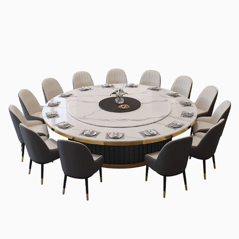 Bộ bàn ăn mâm xoay điện tự động cho nhà hàng khách sạn với kích thước bàn 1,8m, 2m, 3m  BA07