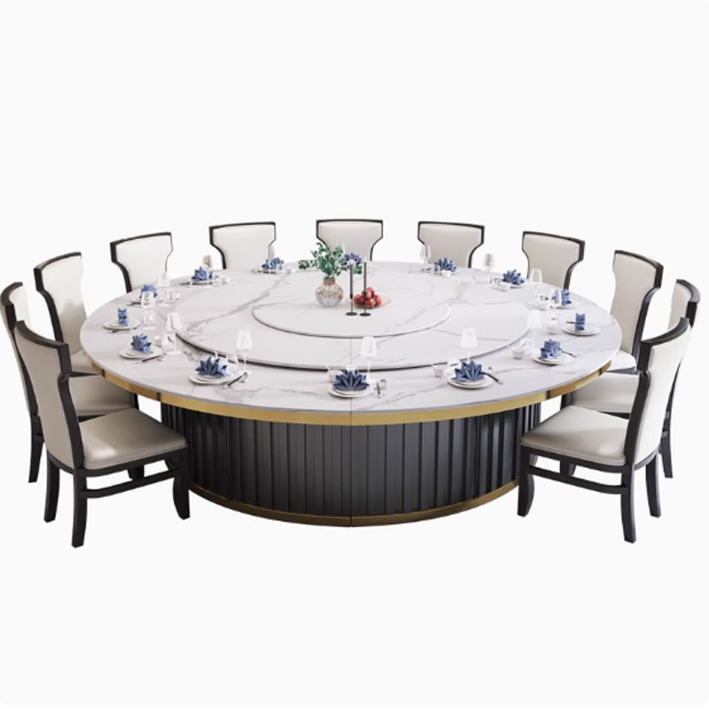 Bộ bàn ăn mâm xoay điện tự động có điều chỉnh tốc độ với mặt đá lớn 15 đến 20 người dùng BA06