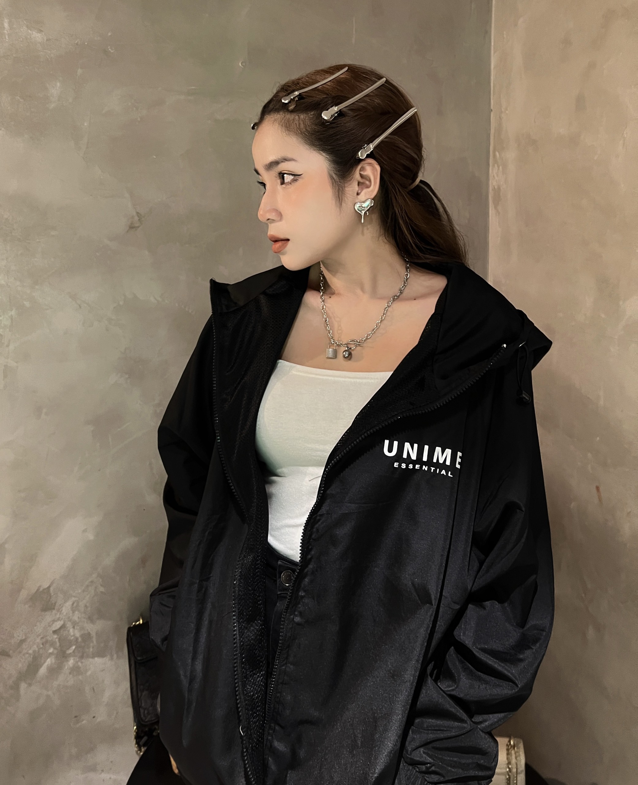 ÁO KHOÁC DÙ 2 LỚP UNIME ESSENTIAL UTILITY - ĐEN