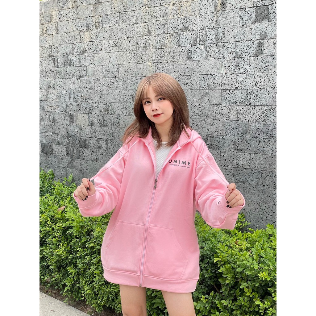 Áo khoác dây kéo Unime Hoodie Zip Flex 1.0 - Màu hồng