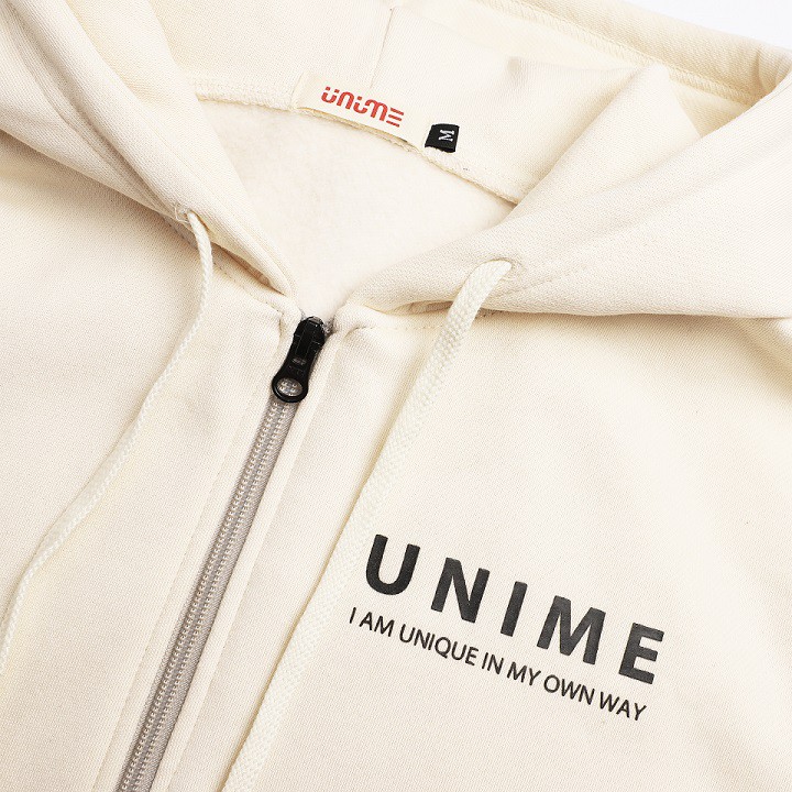 Áo khoác dây kéo Unime Hoodie Zip Flex 1.0 - Màu kem